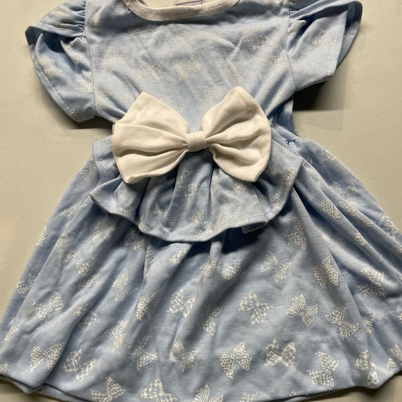 Vintage Piccolo cotton size 2T dress light blue with white bows - Picture 5 of 5